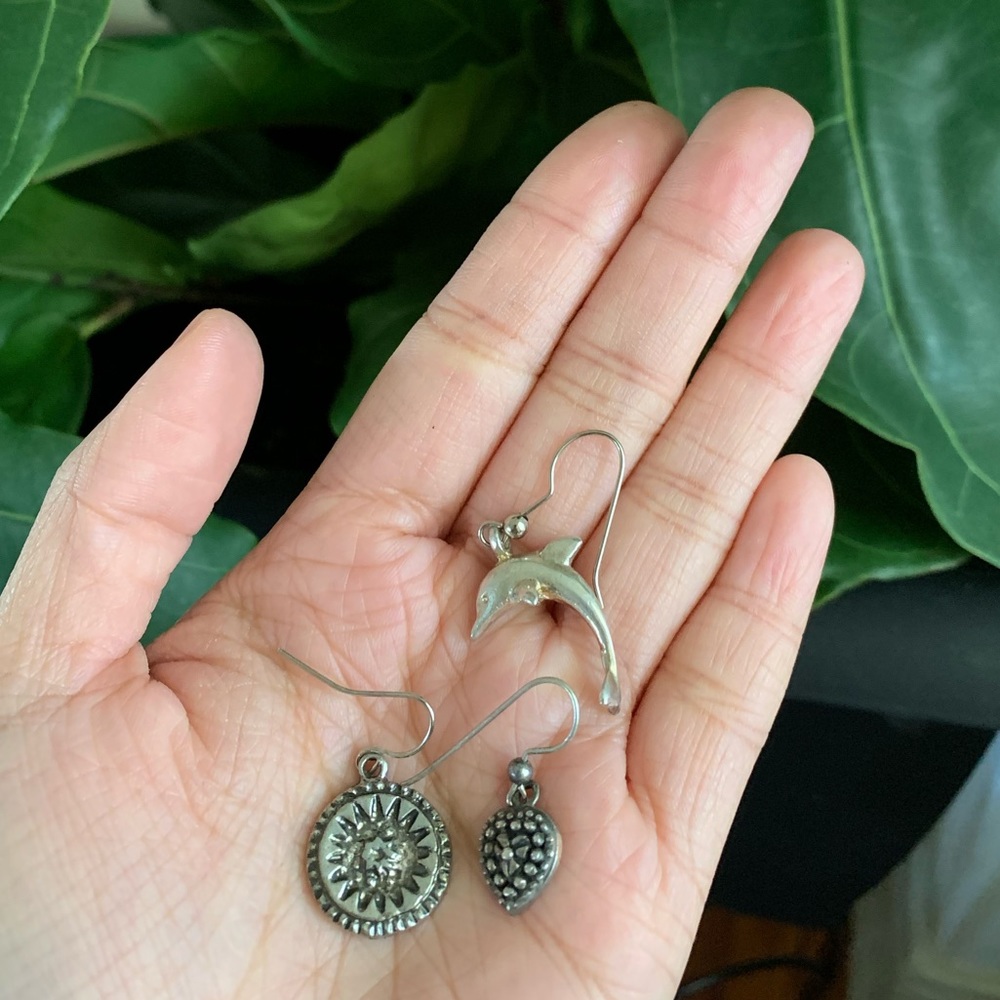 Set of three vintage charm earrings